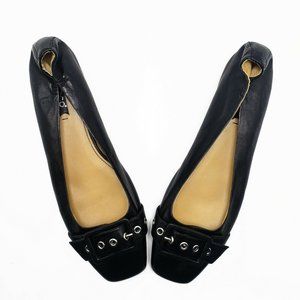 Ecco Ballet Flats Black Buckle Toe Leather Flats